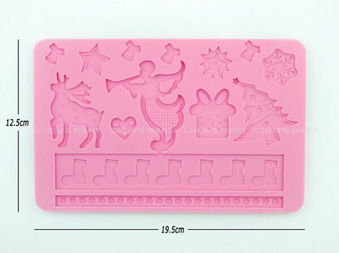 Beautiful 1 pc Christmas Tree Love Heart Stockings Silicone Mould Cake Fondant Sugarcraft Topper Decoration Mold Chocolate