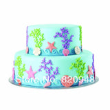 Beautiful 20*13*1cm Emboss Coral Shell-fish Mussel Starfish Sea Star Cake Decoration Silicone Fondant Mold Sugar Paste Mould