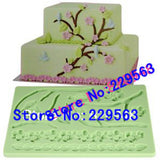 Beautiful Christmas 20*13*1cm Emboss Plum Blossom Tree Branch Twig Cake Decoration Silicone Fondant Mold Sugar Paste Mould