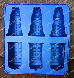 Famous Movie 1 PC Doctor Who Tardis and Daleks Shape Silicone Mould Ice Cube Tray Chocolate Fondant Candy Jello Mold Cake Tool