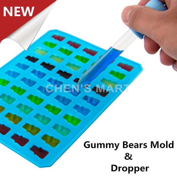  1 pc Gummy Bear Shape Silicone Mould With Dropper Candy Sugar Chocolate Mold Ice Cube Tray Fondant Cake Decorating