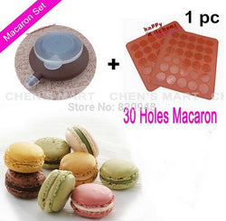 Useful Baking Set Silicone Macaron 1 set 30 Hole 26x29 Mat Piping Pot special baking cake tools 4 piping Squeezing mouth